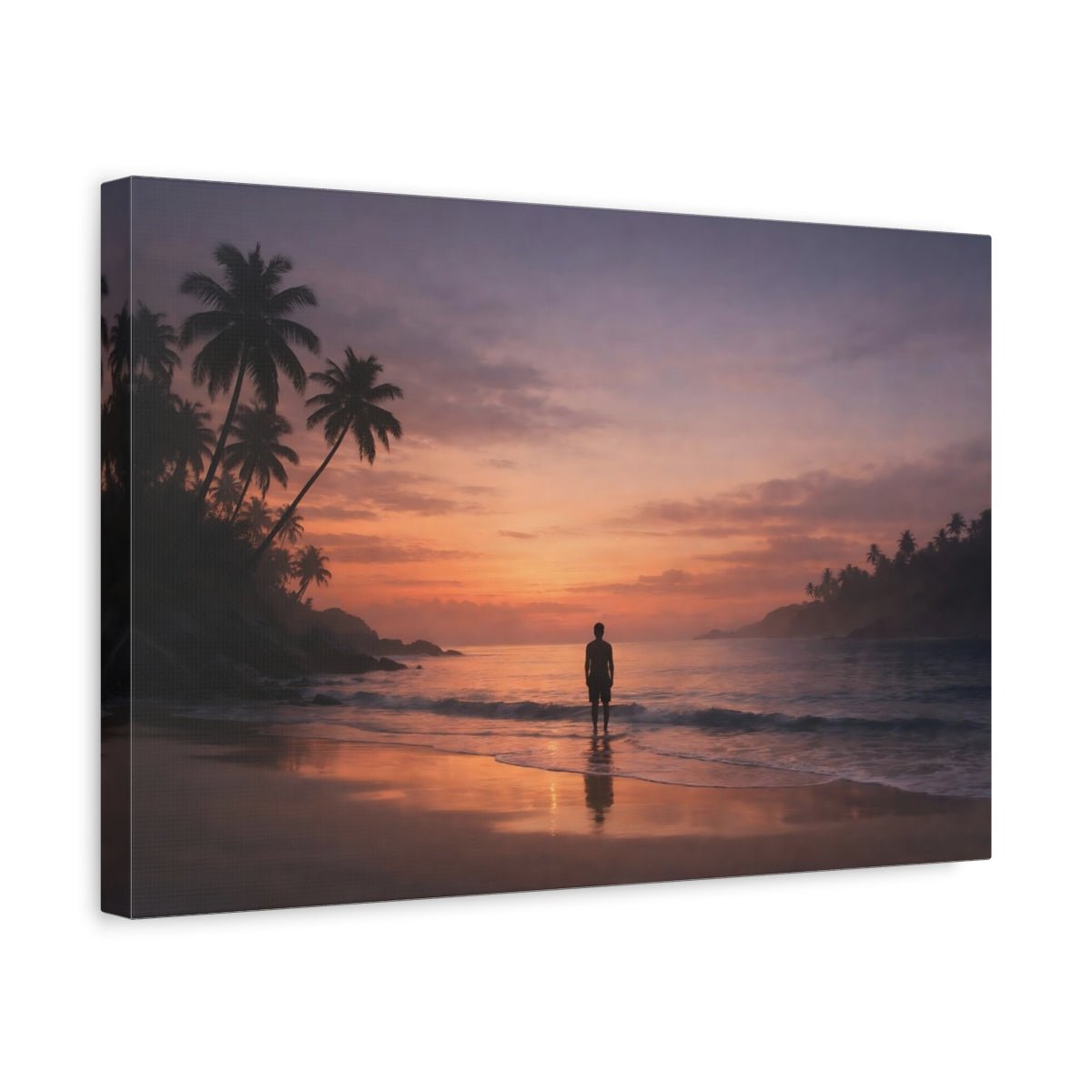 Moody Tropical Beach Sunset Nature - Canvas Wall Art Print - YesArtYes
