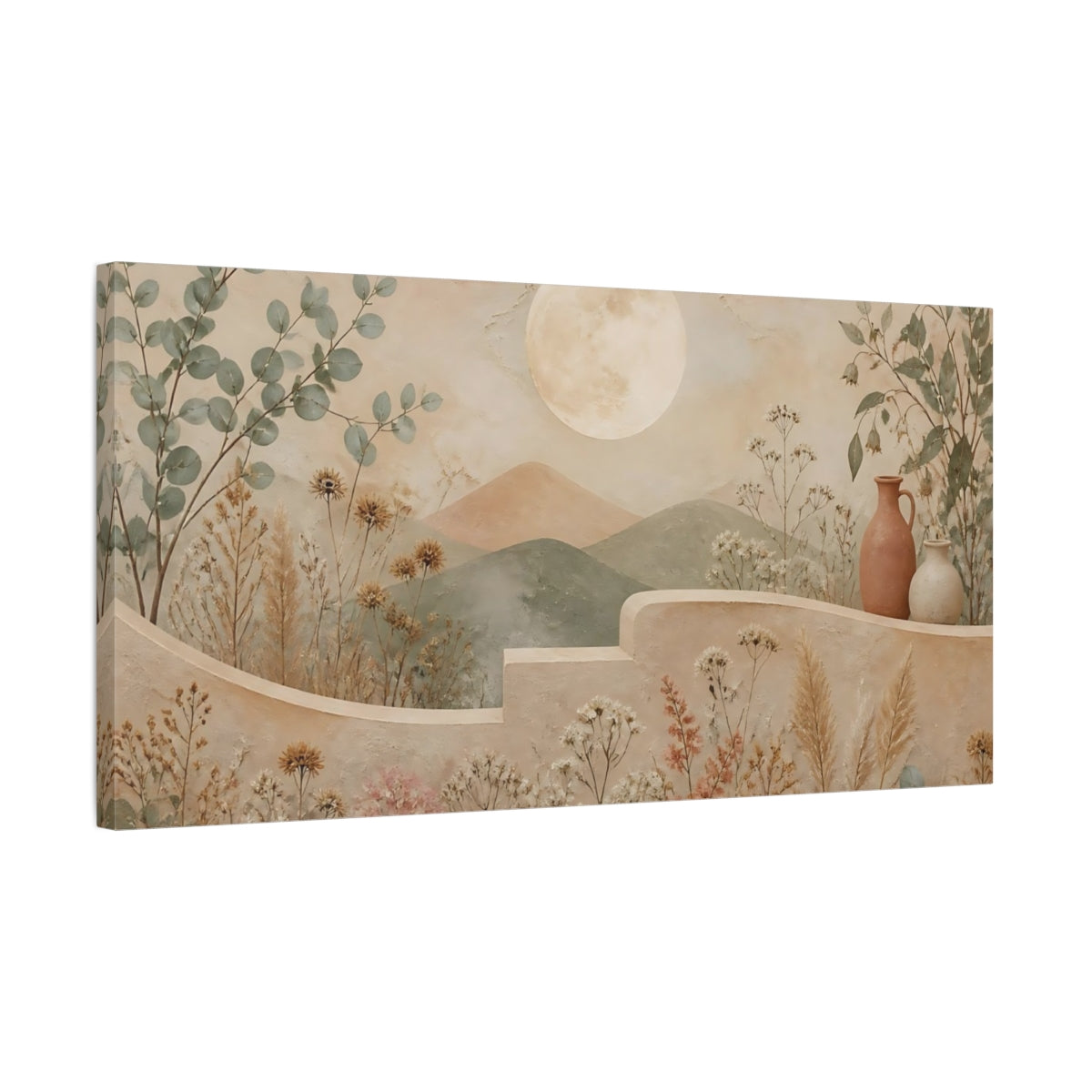 Side Mockup 1. Moon Over Sage Hills shown as canvas print
