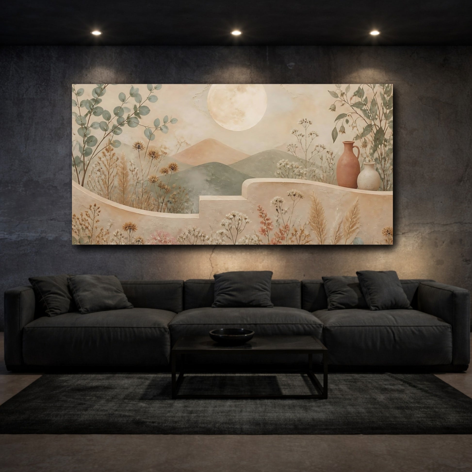 Mockup 3. Moon Over Sage Hills shown as canvas print
