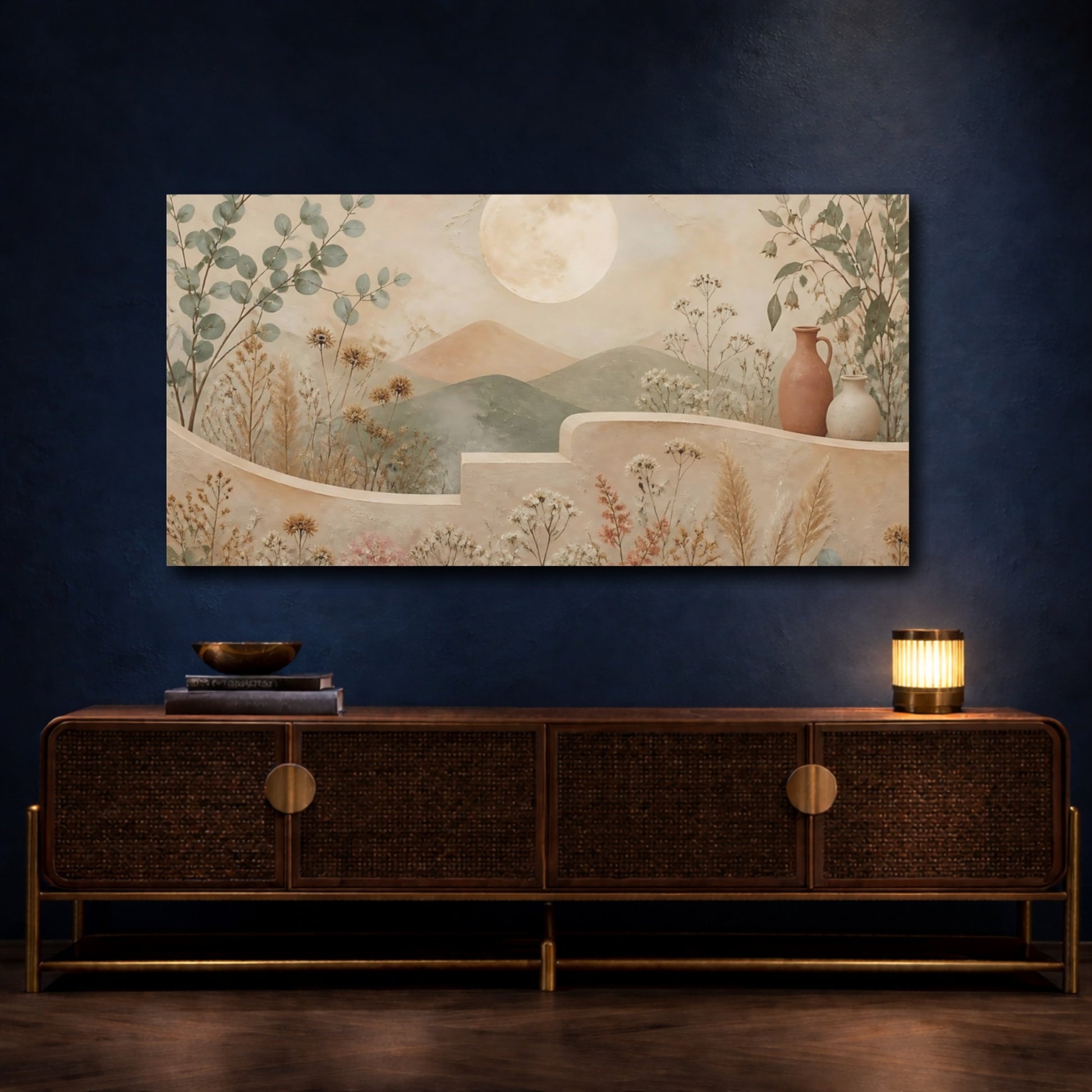 Mockup 4. Moon Over Sage Hills shown as canvas print
