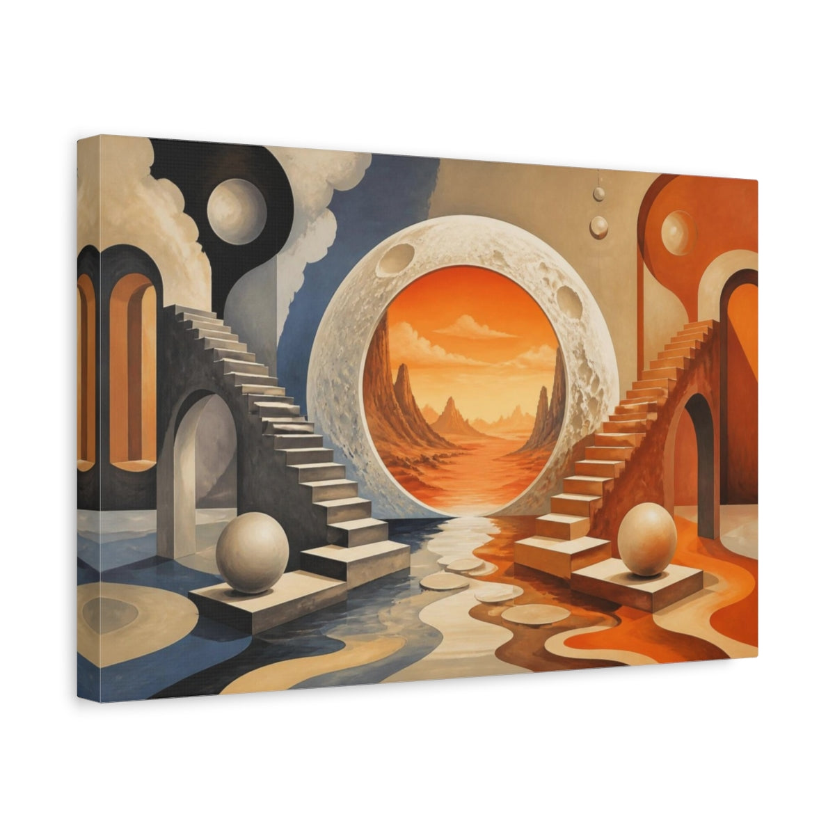 Side Mockup 4. Moon Portal Illusion shown as canvas print
