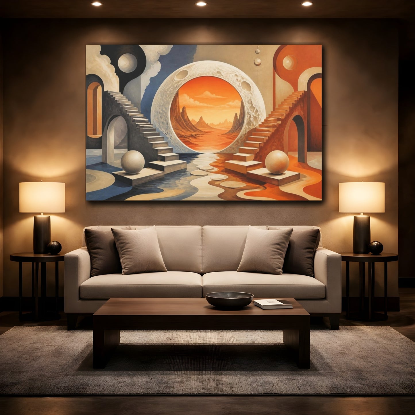 Mockup 2. Moon Portal Illusion shown as canvas print