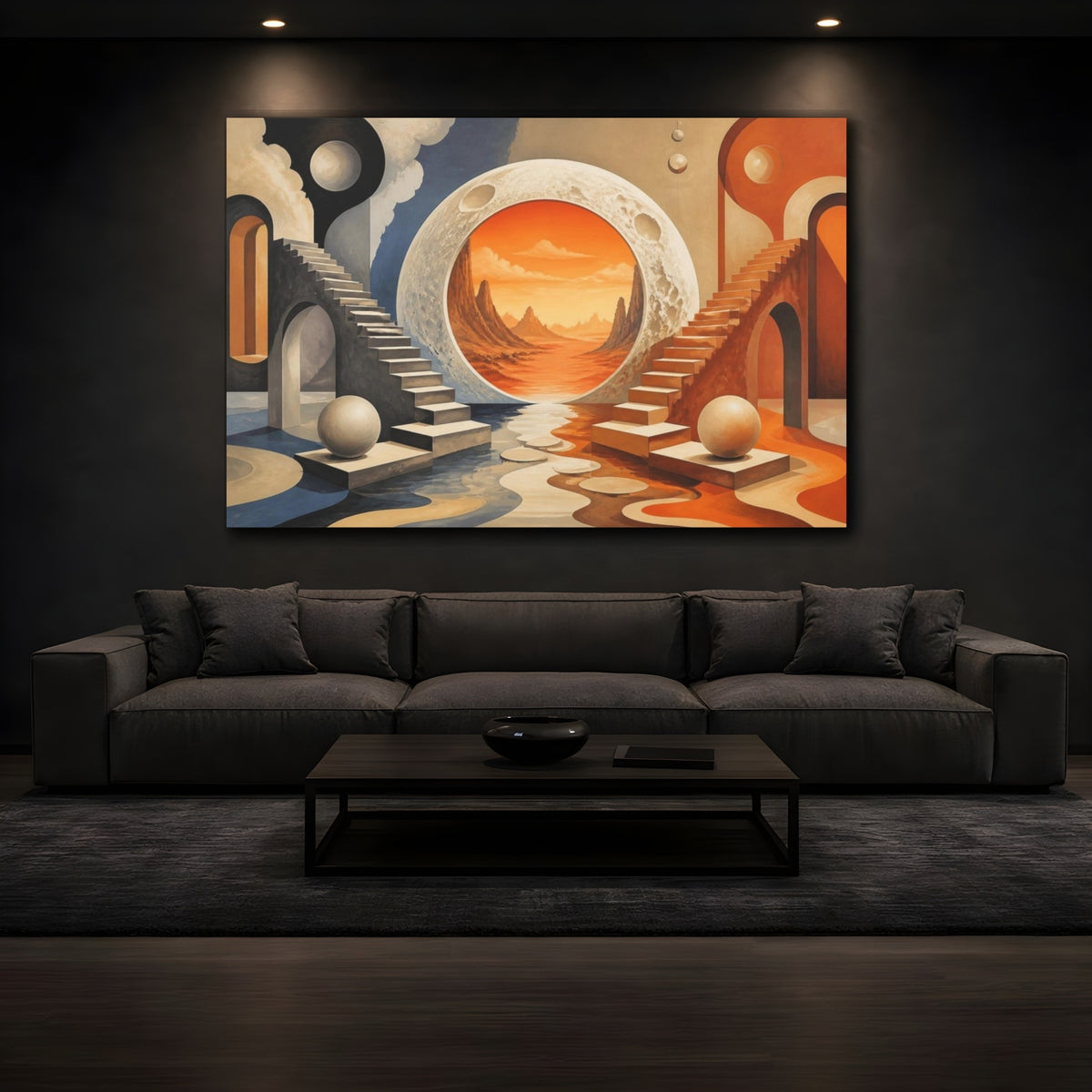 Mockup 3. Moon Portal Illusion shown as canvas print