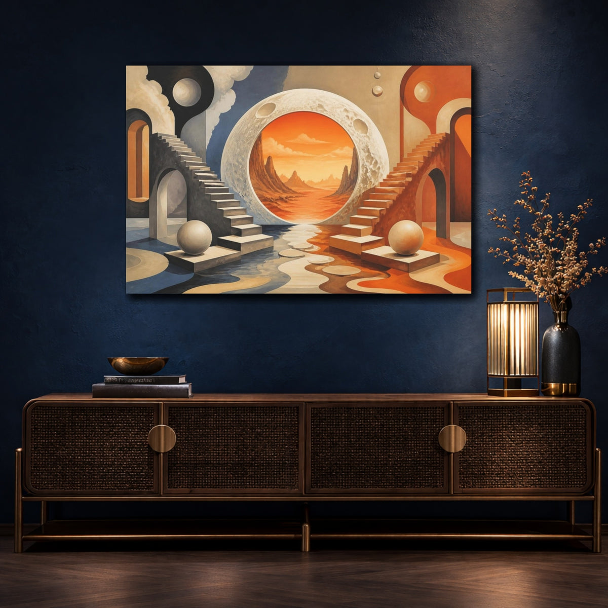 Mockup 4. Moon Portal Illusion shown as canvas print