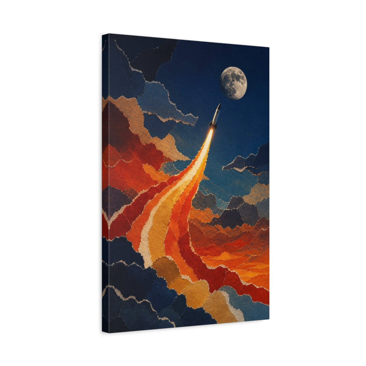Side Mockup 3. Moonbound Rocket Ascent shown as canvas print