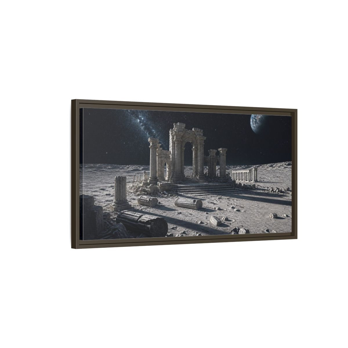 Main Mockup. Moonlit Ancient Ruins shown as framed canvas print