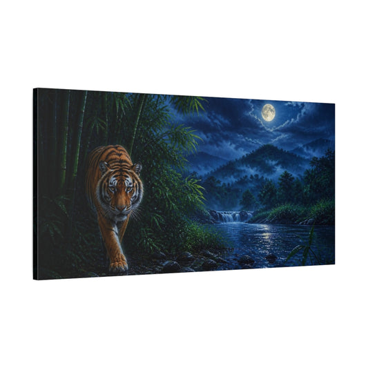 Main Mockup. Moonlit Bengal Tiger Animals shown as canvas print