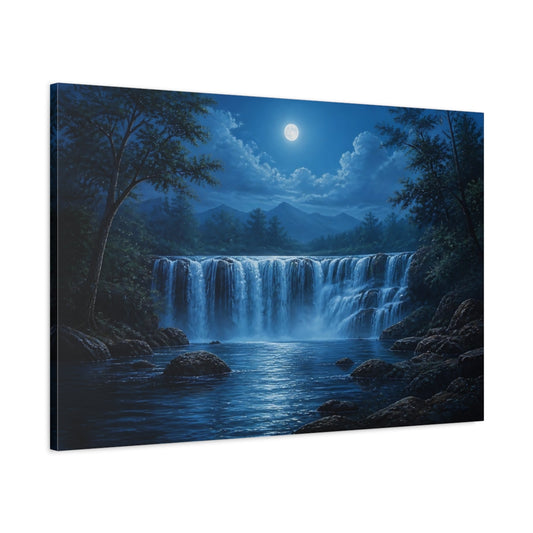 Main Mockup. Moonlit Cascade shown as canvas print