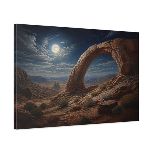 Main Mockup. Moonlit Desert Arch shown as canvas print
