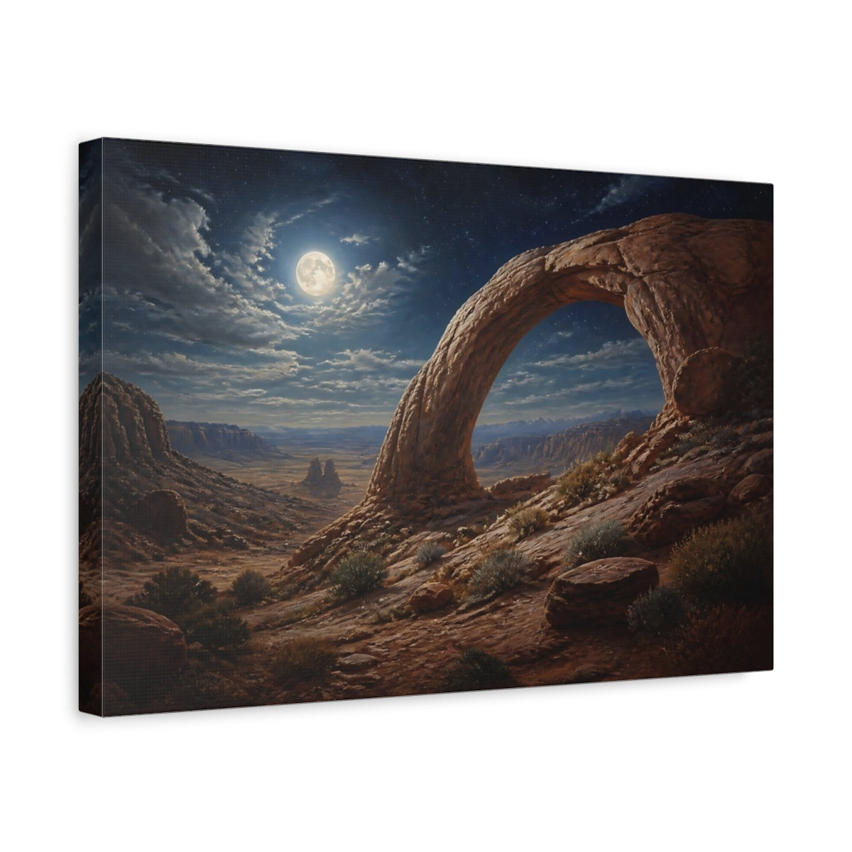 Side Mockup 4. Moonlit Desert Arch shown as canvas print