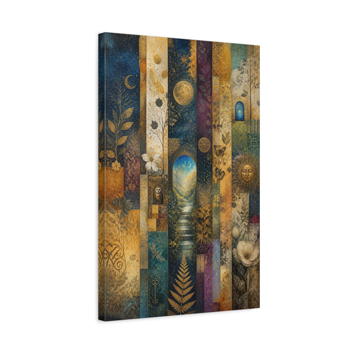 Side Mockup 3. Moonlit Garden Gateway shown as canvas print
