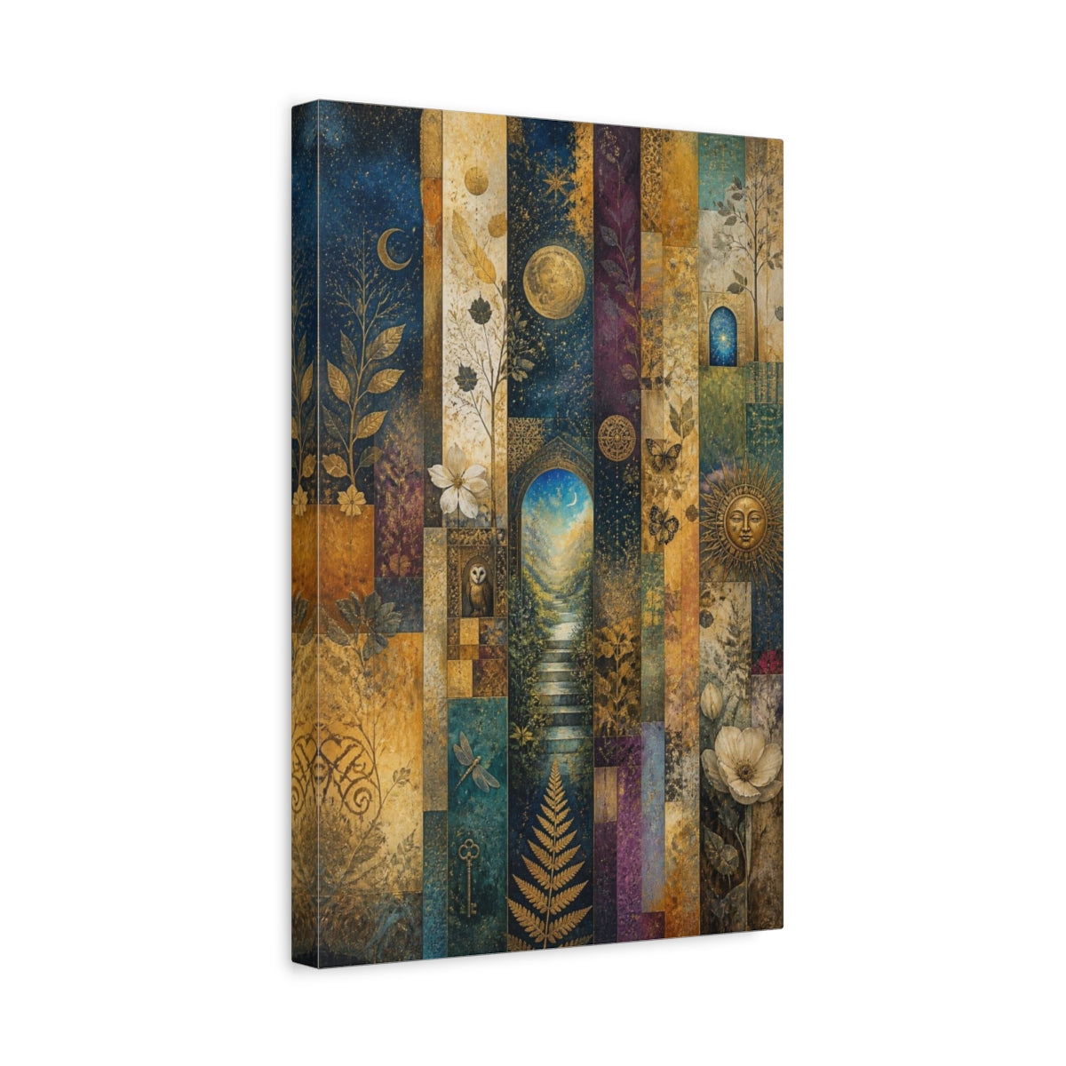 Side Mockup 4. Moonlit Garden Gateway shown as canvas print