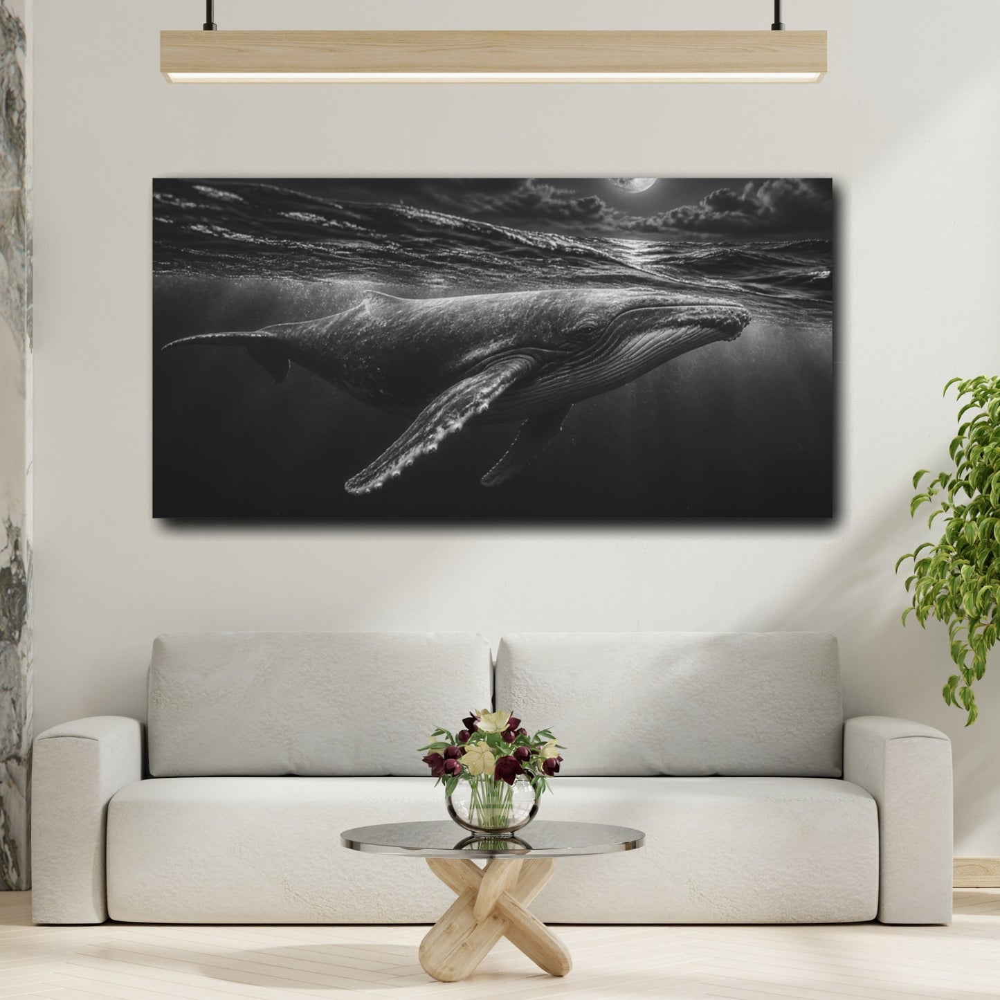 Mockup 2. Moonlit Humpback Whale Animals shown as canvas print