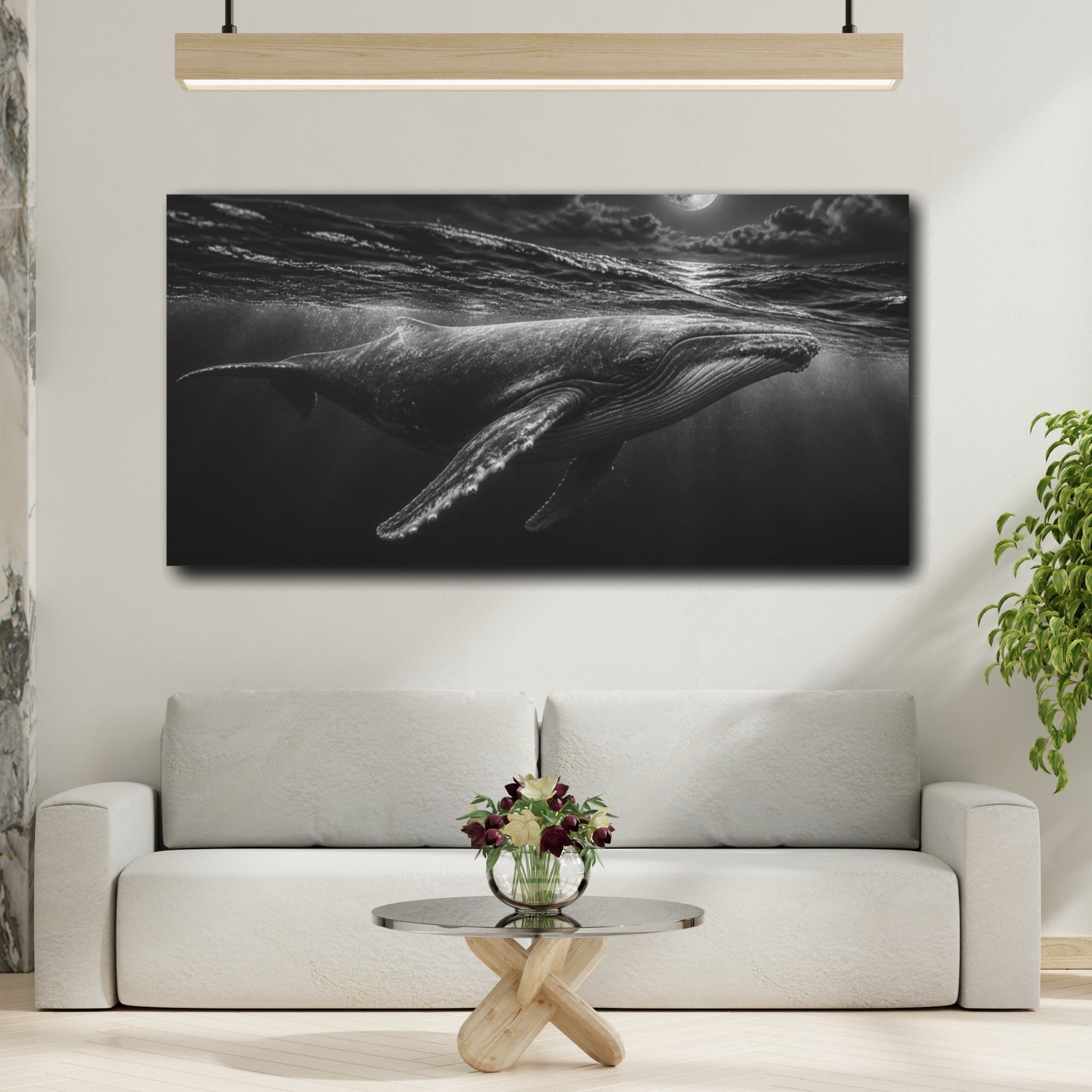 Mockup 2. Moonlit Humpback Whale Animals shown as canvas print