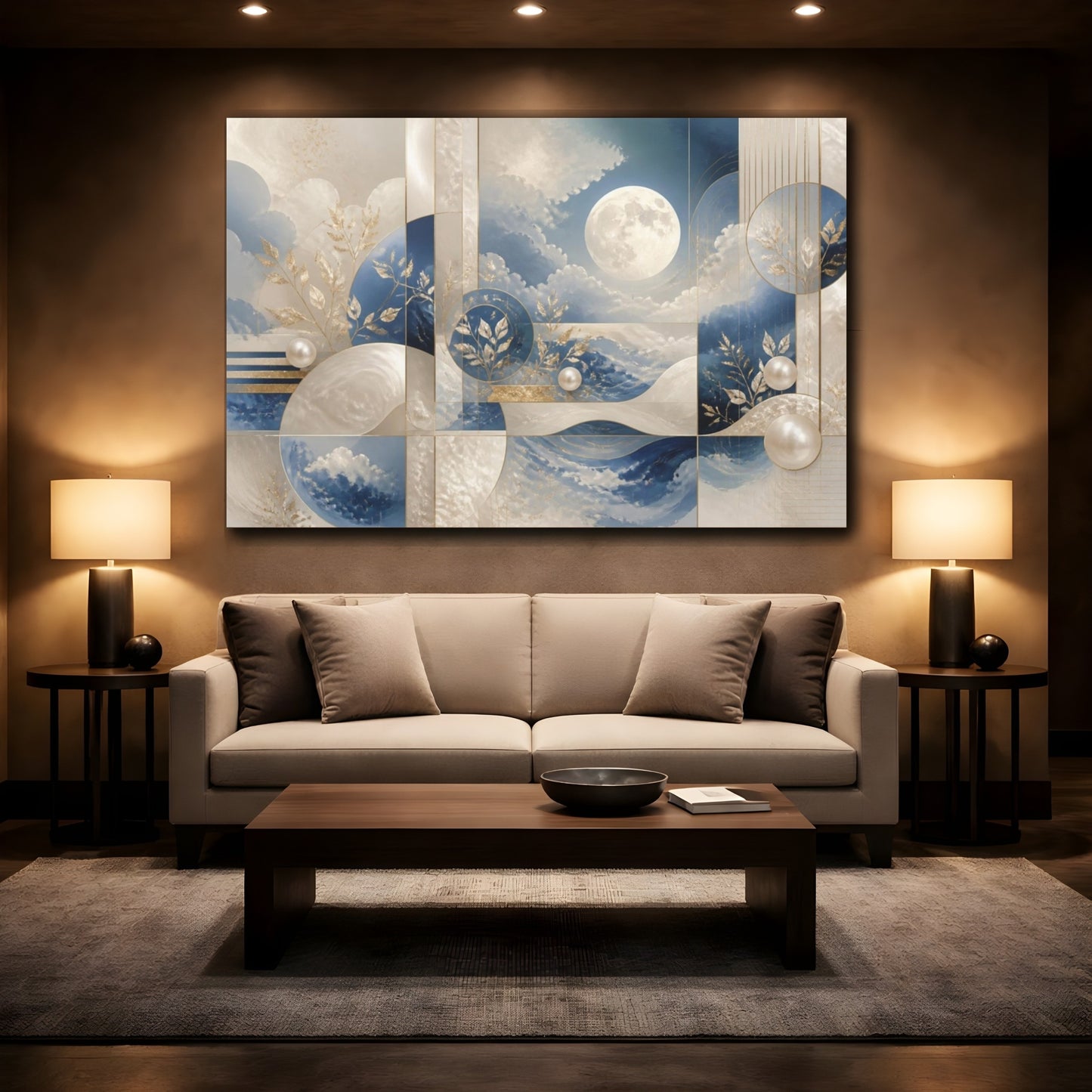 Mockup 2. Moonlit Pearl Dreamscape shown as canvas print