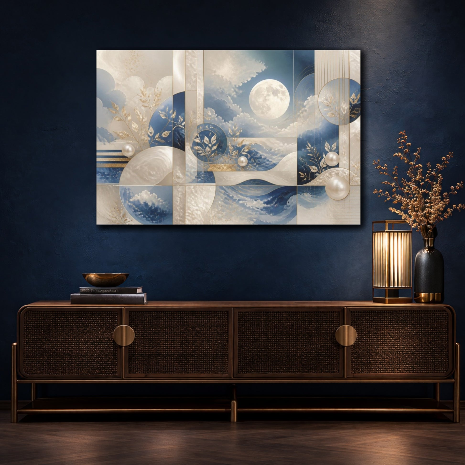 Mockup 4. Moonlit Pearl Dreamscape shown as canvas print