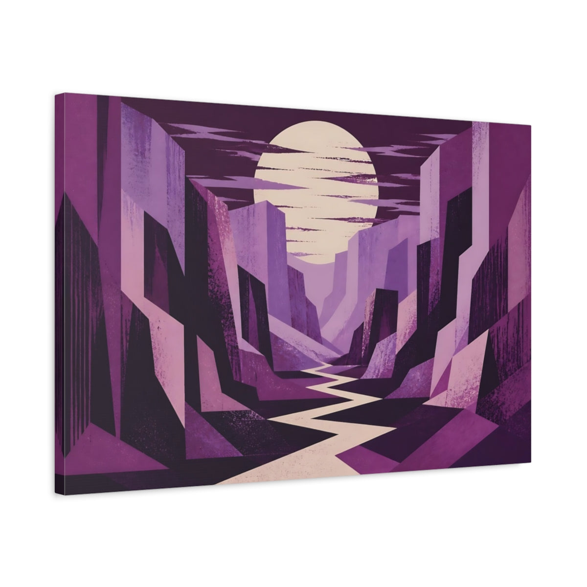 Side Mockup 2. Moonlit Purple Canyon shown as canvas print