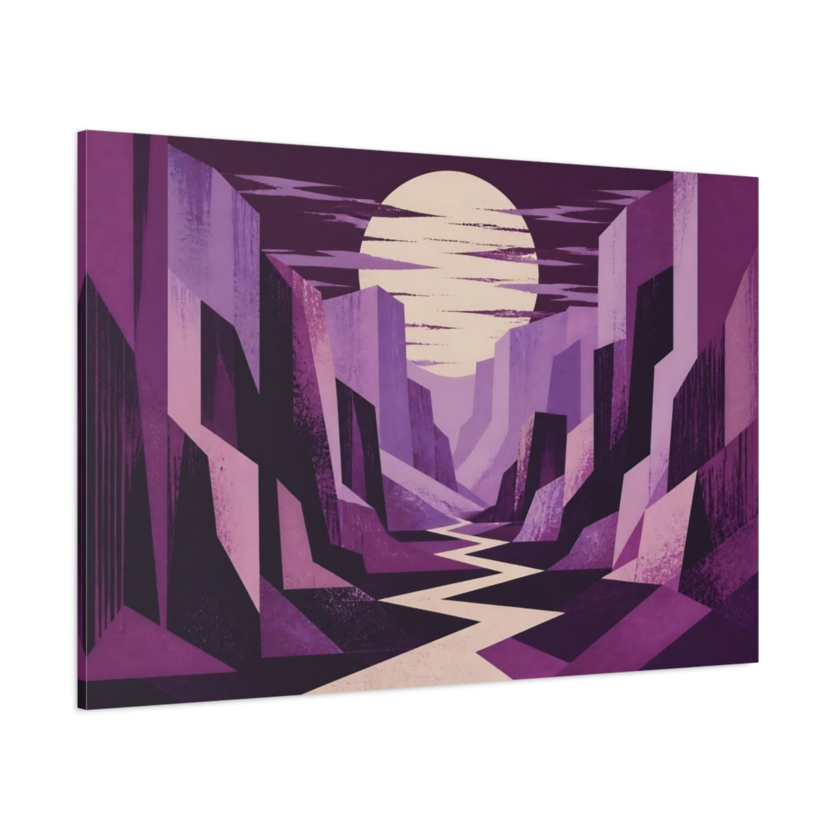 Side Mockup 1. Moonlit Purple Canyon shown as canvas print