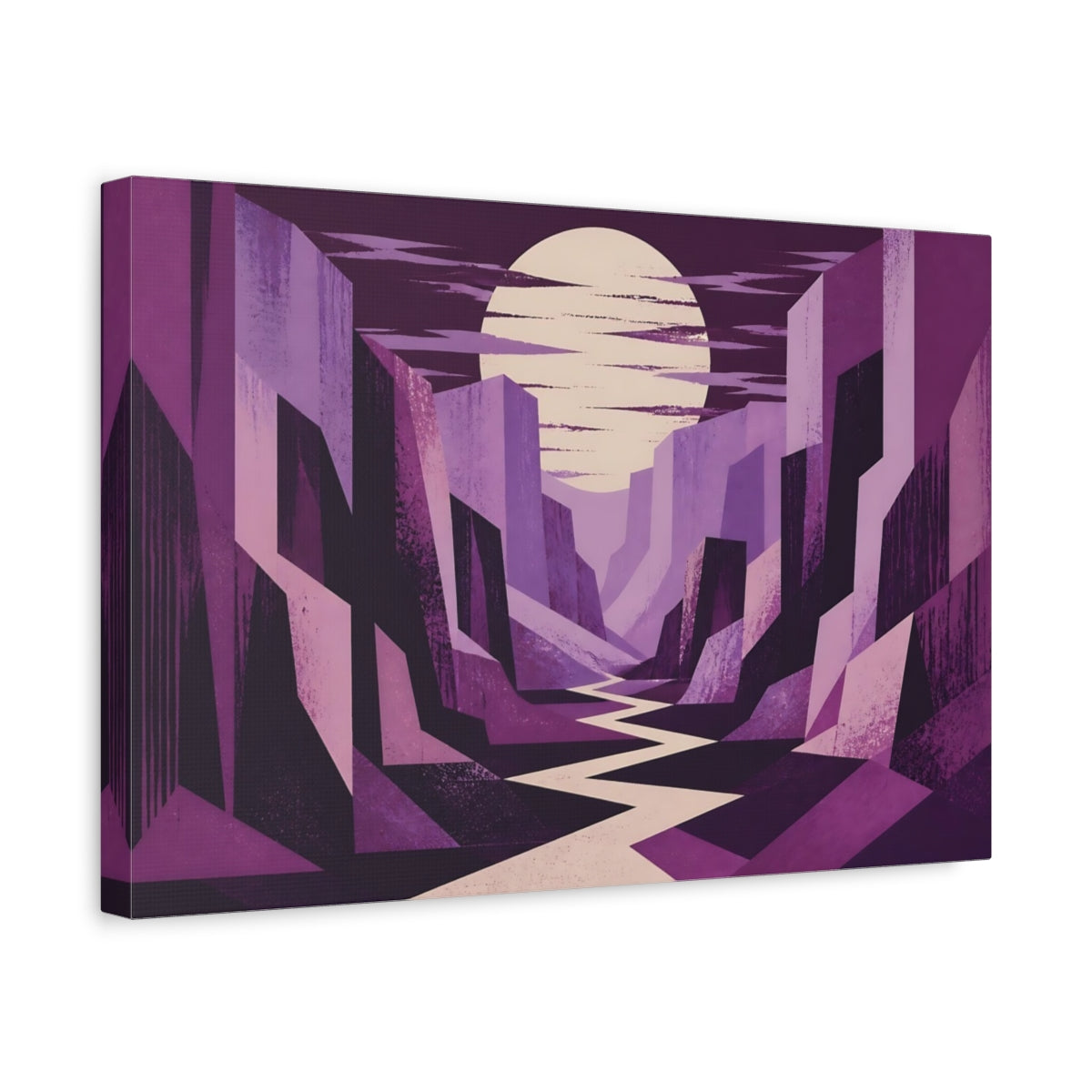 Side Mockup 4. Moonlit Purple Canyon shown as canvas print