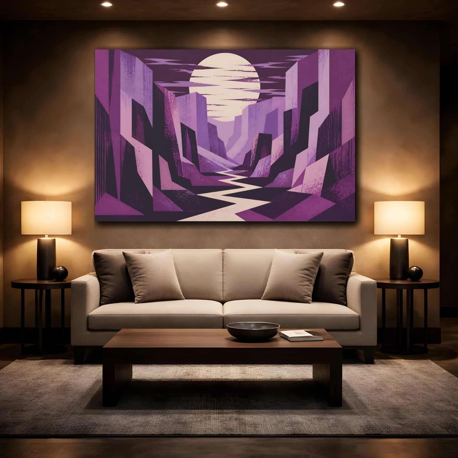 Mockup 2. Moonlit Purple Canyon shown as canvas print