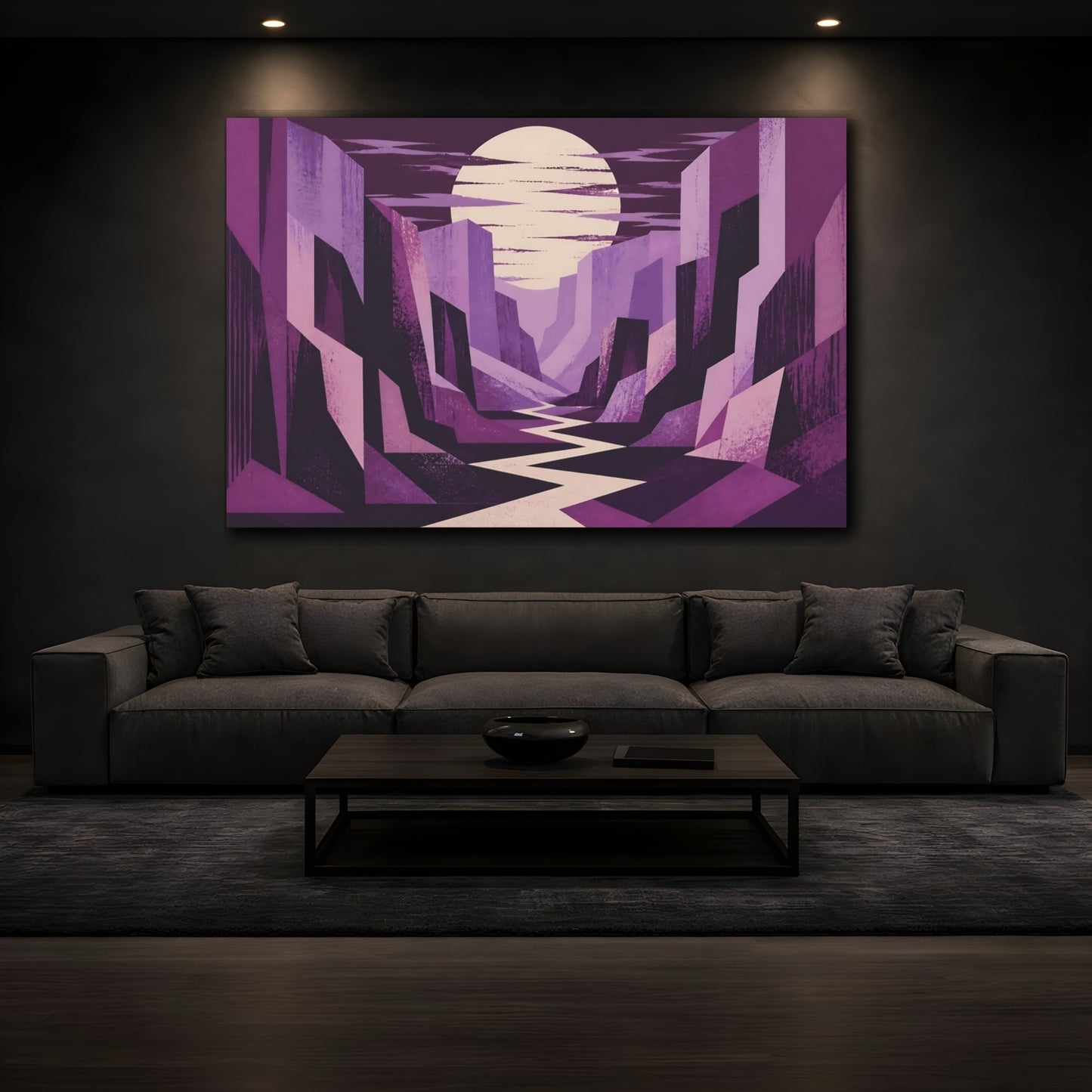Mockup 3. Moonlit Purple Canyon shown as canvas print