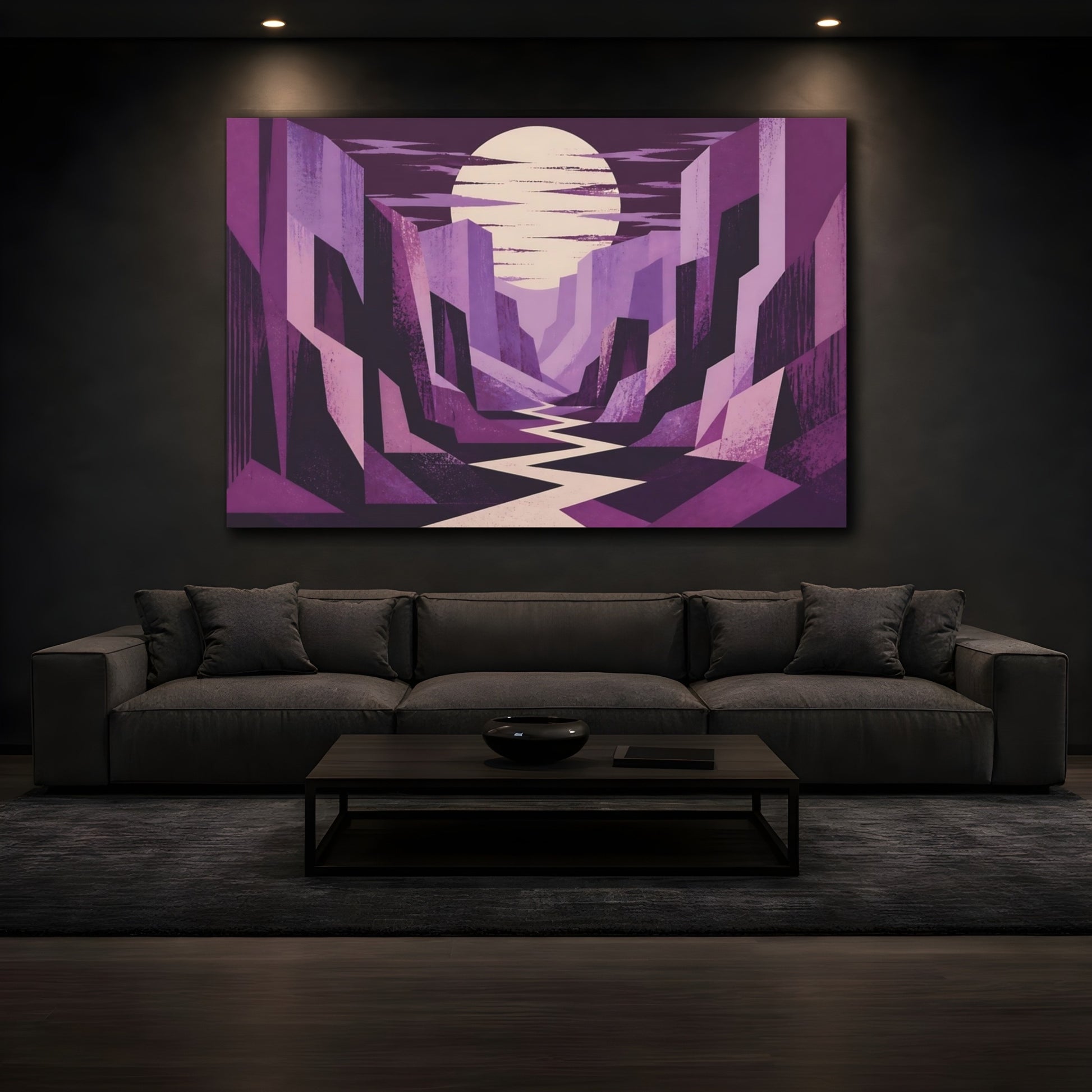 Mockup 3. Moonlit Purple Canyon shown as canvas print