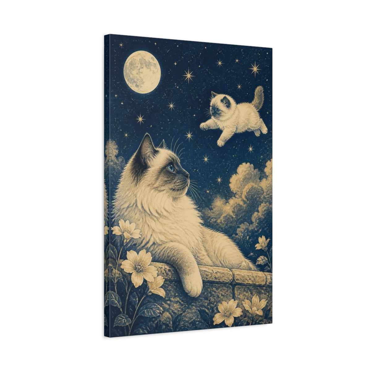 Side Mockup 2. Moonlit Ragdoll Pets shown as canvas print
