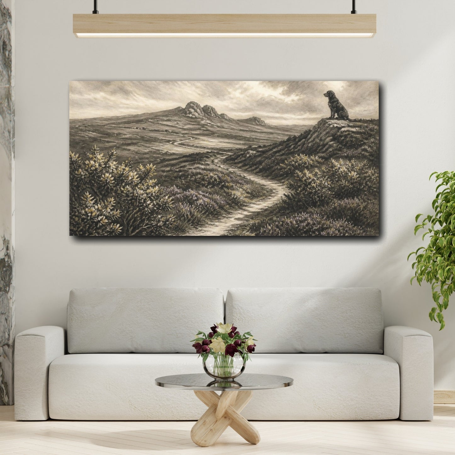 Mockup 2. Moorland Sentinel shown as canvas print