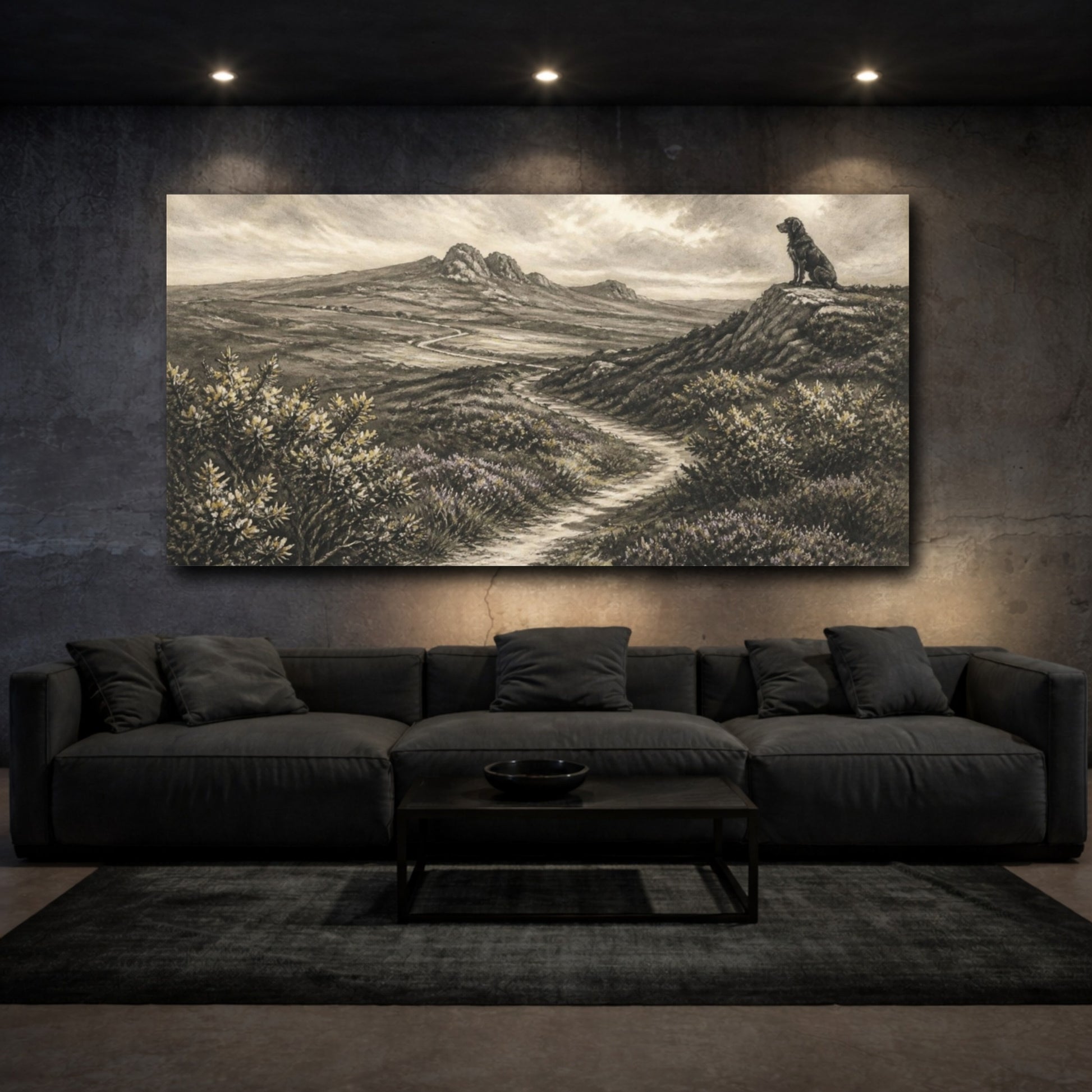 Mockup 3. Moorland Sentinel shown as canvas print
