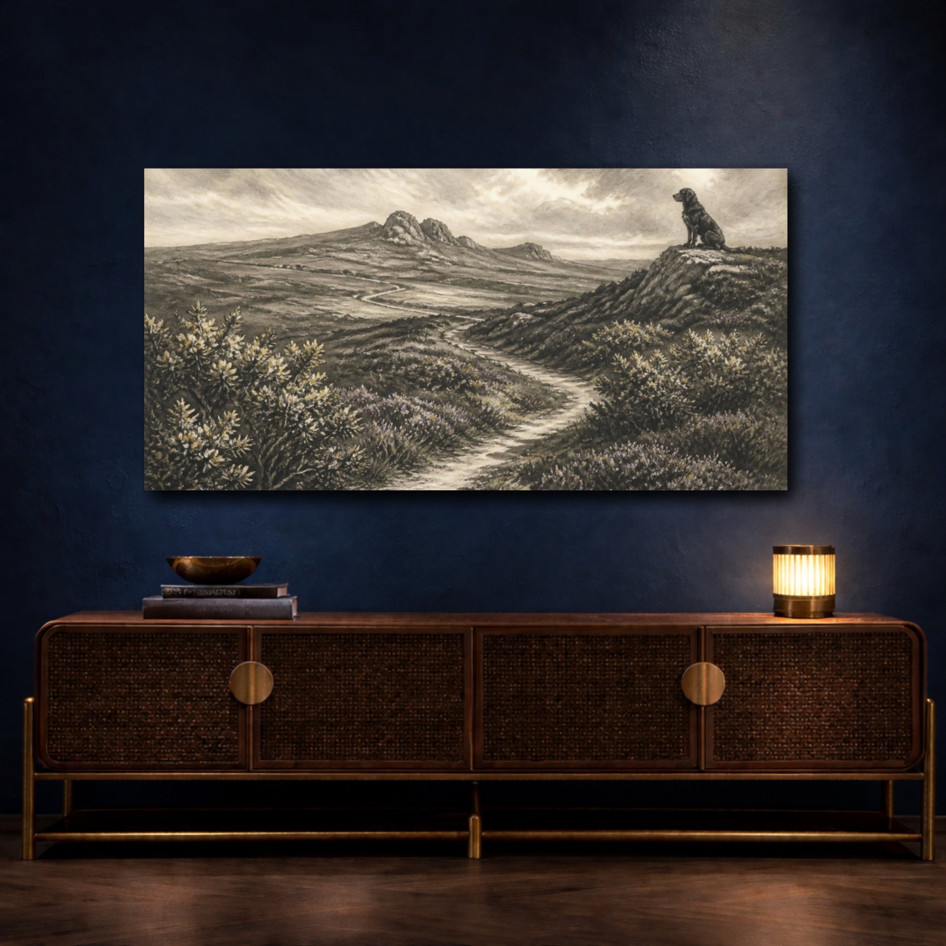 Mockup 4. Moorland Sentinel shown as canvas print