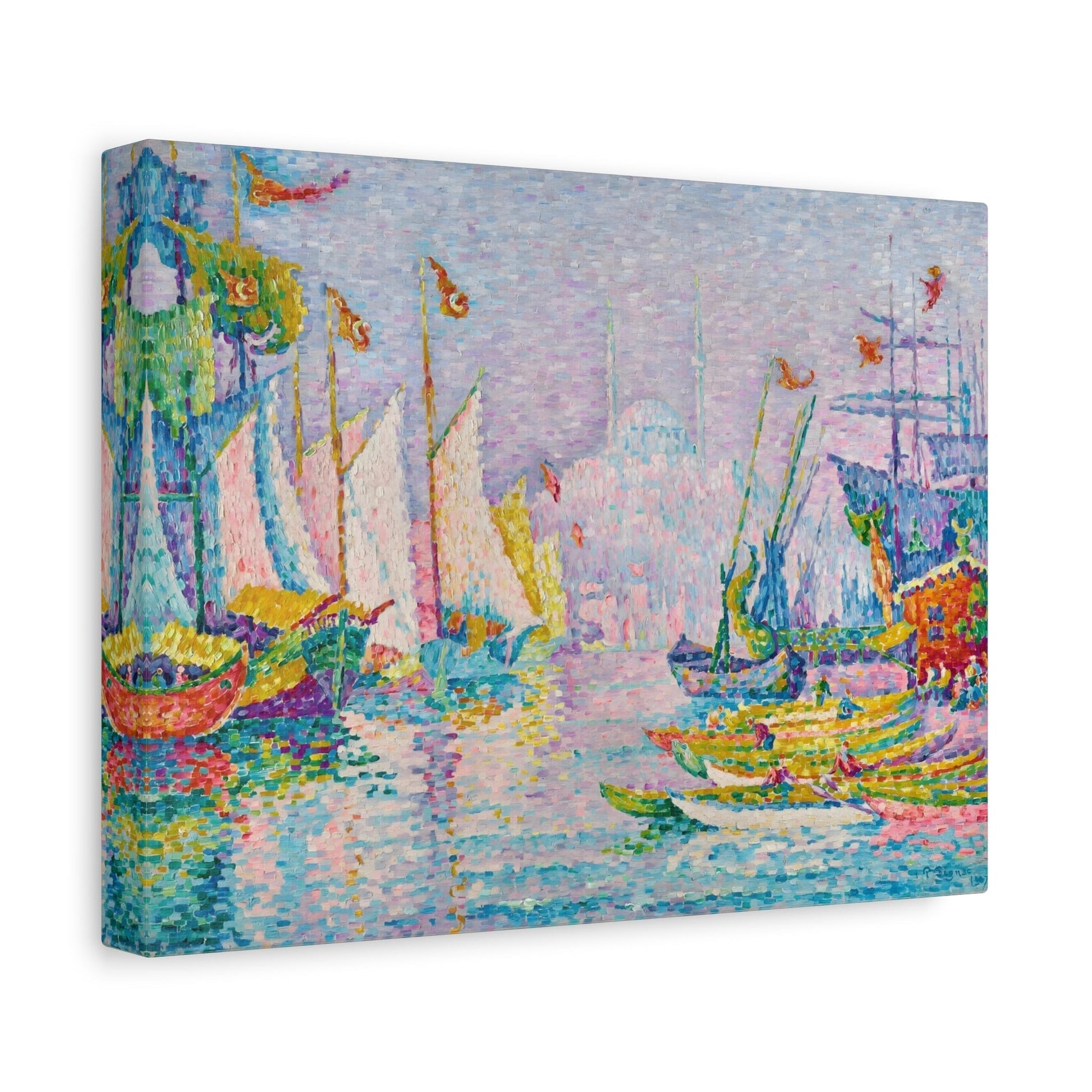 Morning Boat Canvas Wall Art Print - Modern Impressionist for Office Decor