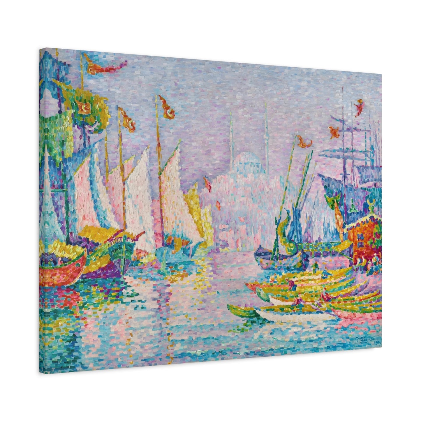 Morning Boat Canvas Wall Art Print - Modern Impressionist for Office Decor