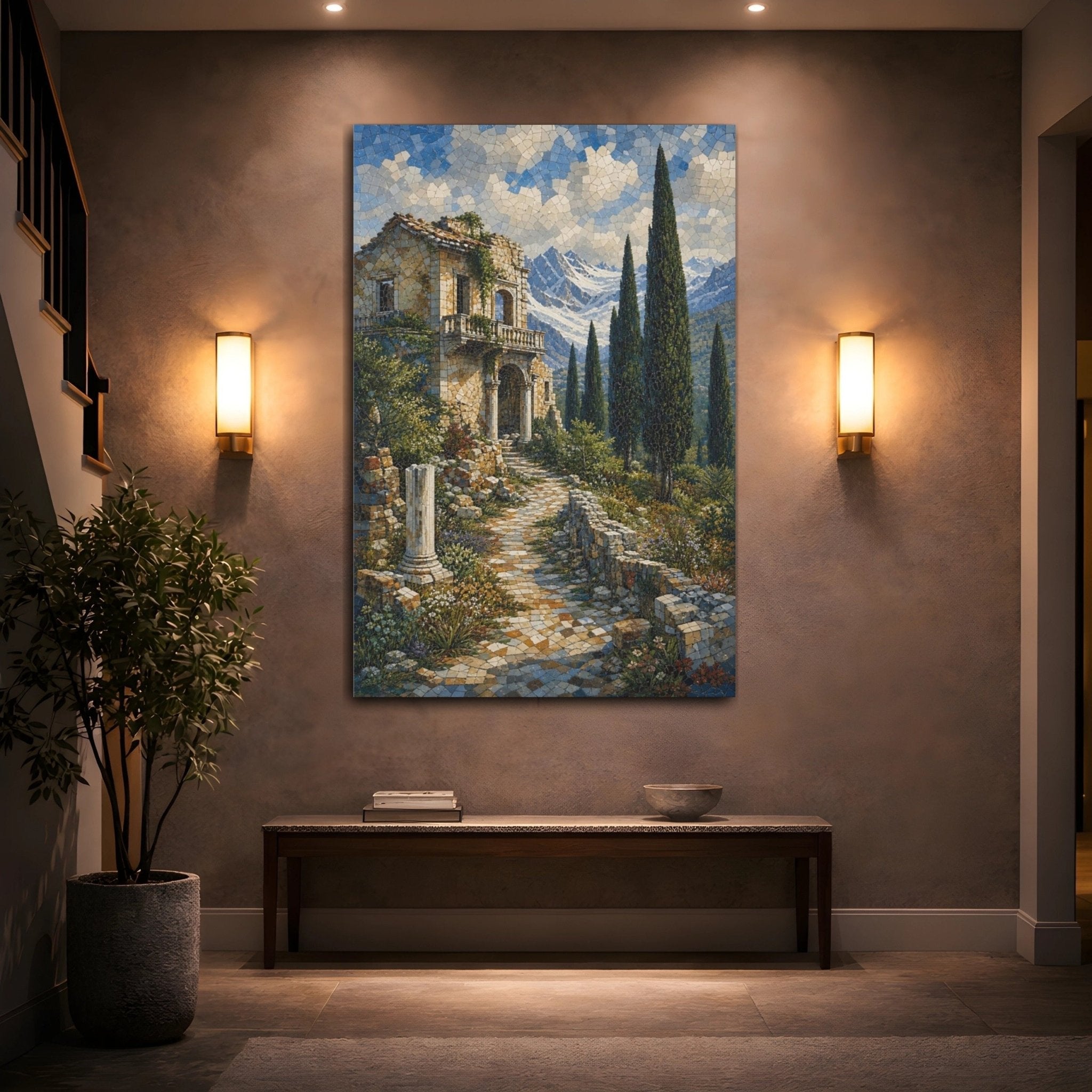 Vintage Stone Villa Canvas Wall Art - YesArtYes