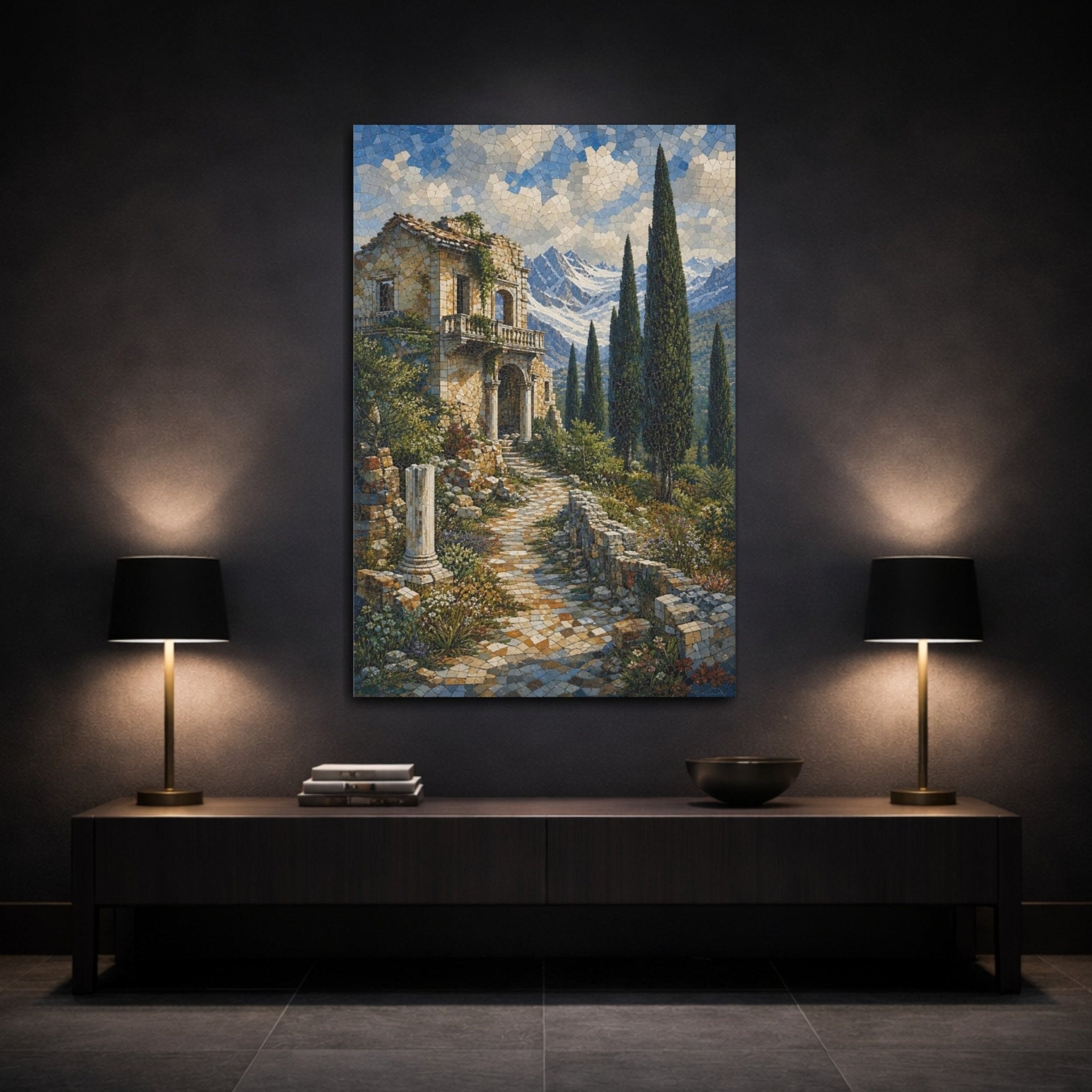 Vintage Stone Villa Canvas Wall Art - YesArtYes