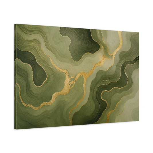 Main Mockup. Moss & Gold Topography shown as canvas print