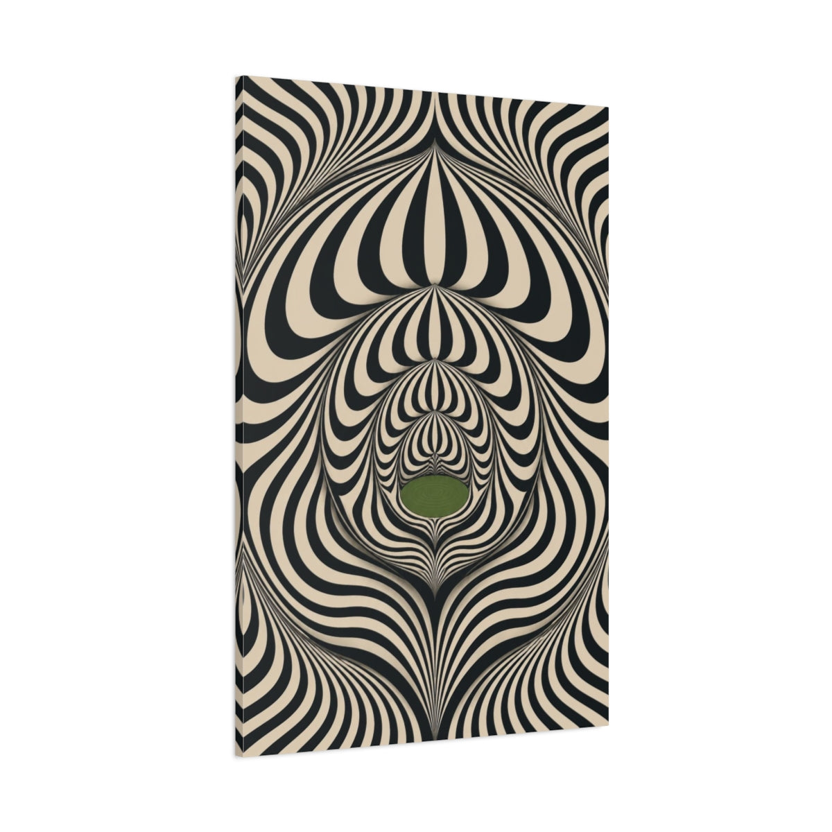 Side Mockup 1. Moss-Green Lake Illusion shown as canvas print