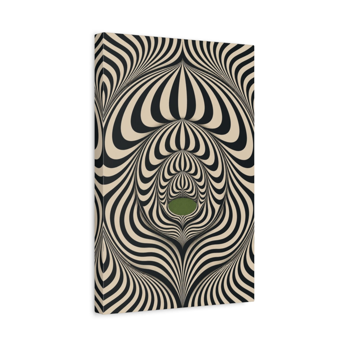 Side Mockup 4. Moss-Green Lake Illusion shown as canvas print