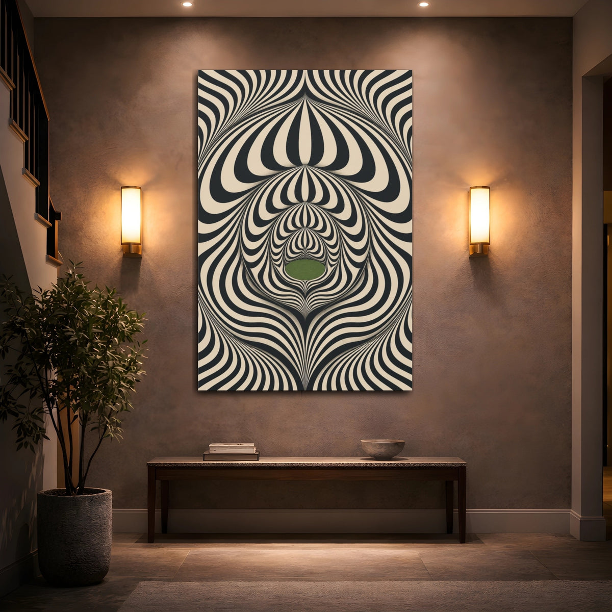 Mockup 2. Moss-Green Lake Illusion shown as canvas print