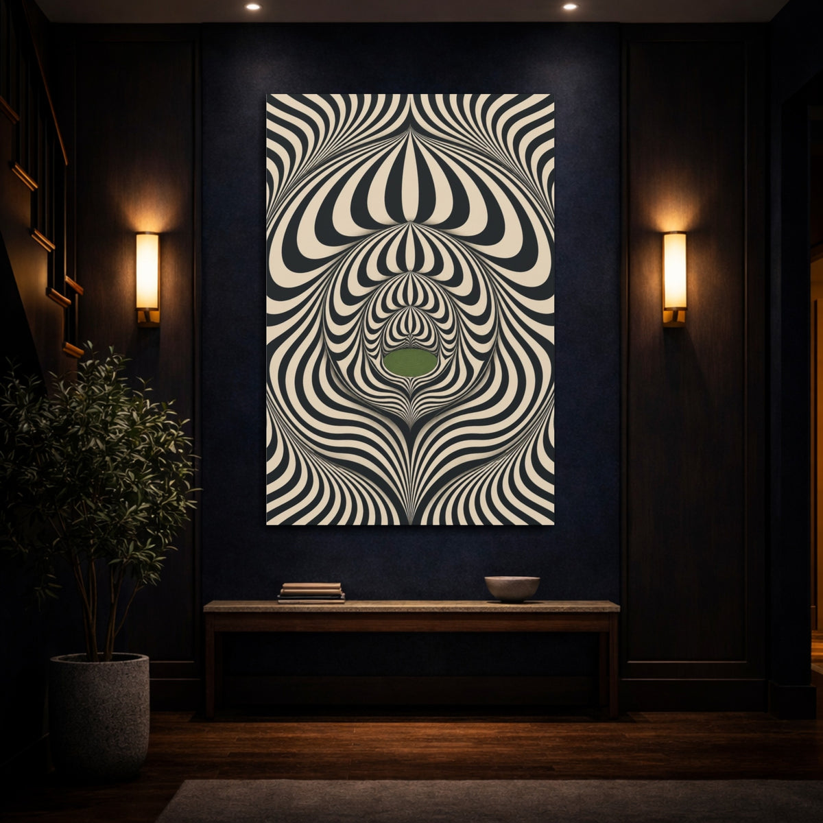Mockup 4. Moss-Green Lake Illusion shown as canvas print