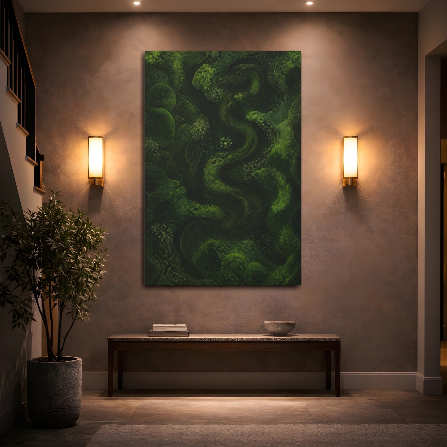 Mockup 2. Moss Serpent shown as canvas print