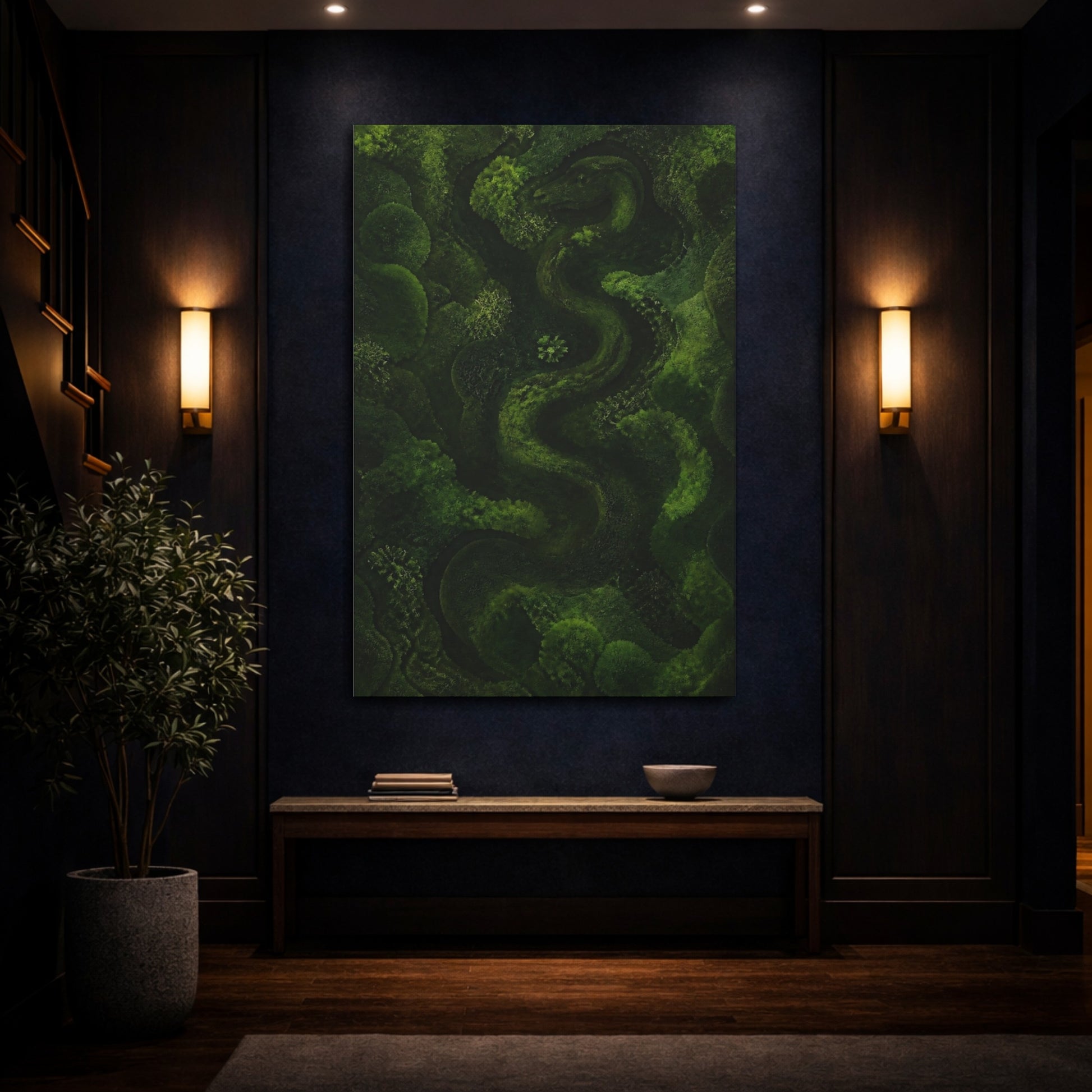 Mockup 4. Moss Serpent shown as canvas print