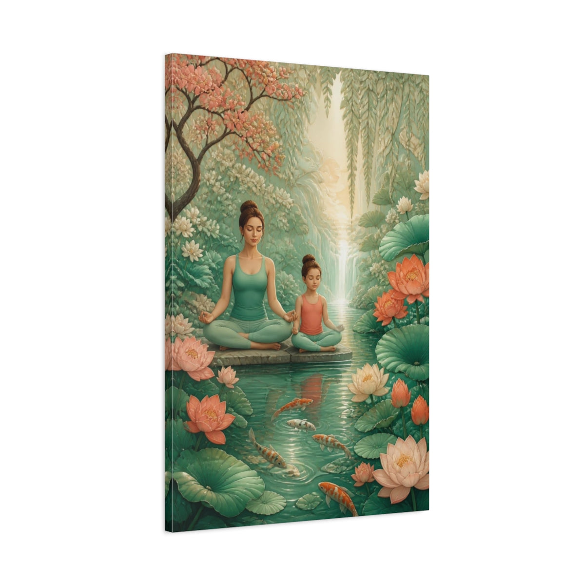 Main Mockup. Mother & Child Yoga shown as canvas print