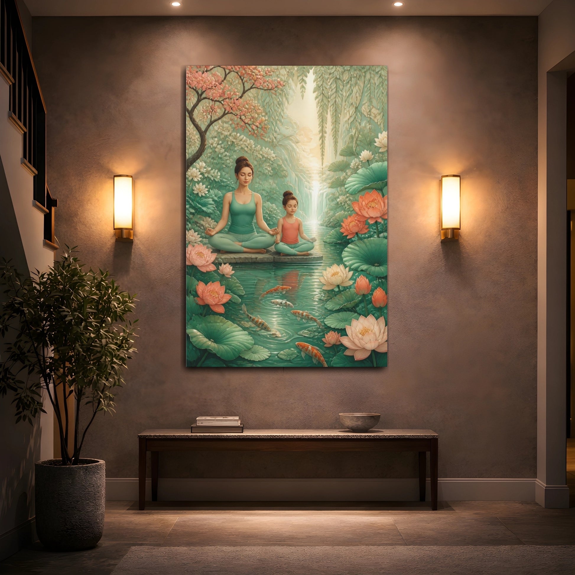 Mockup 2. Mother & Child Yoga shown as canvas print