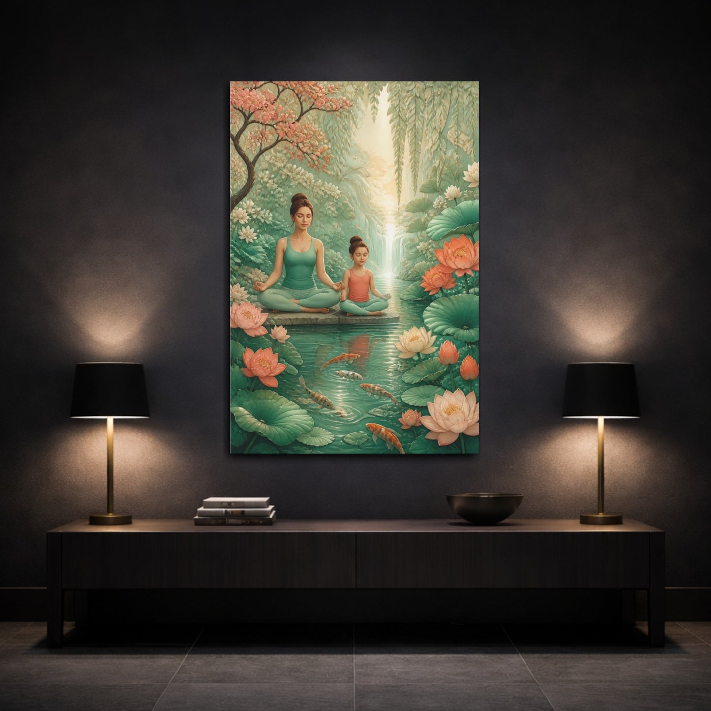 Mockup 3. Mother & Child Yoga shown as canvas print