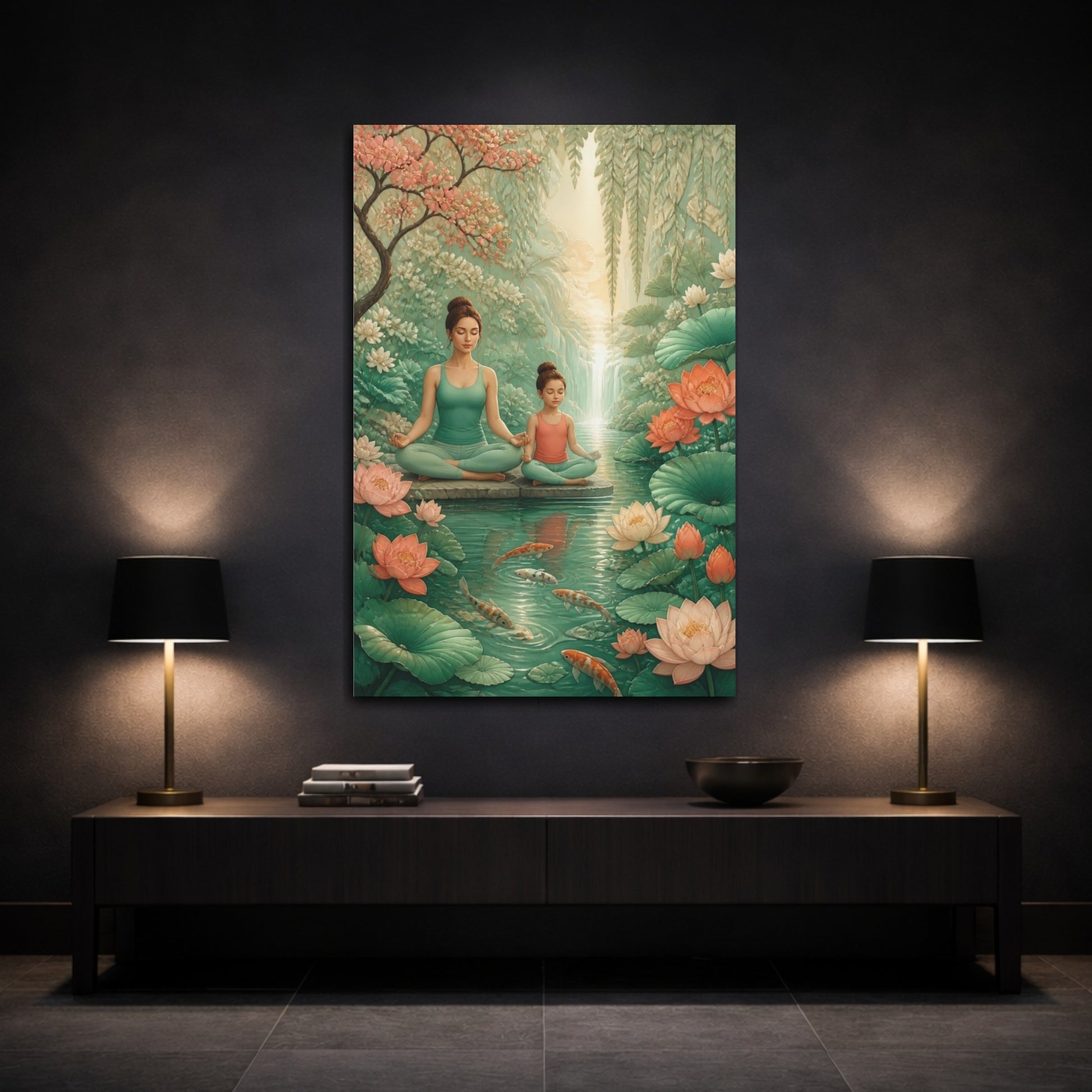 Mockup 3. Mother & Child Yoga shown as canvas print