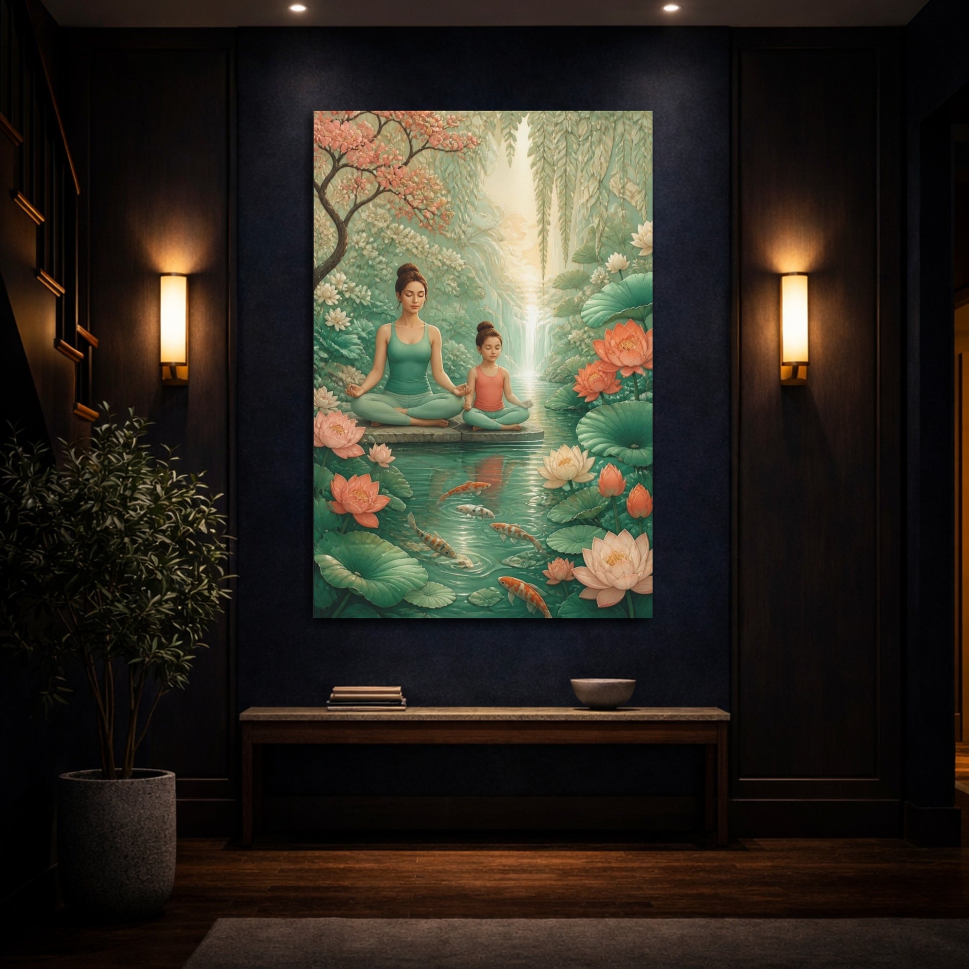 Mockup 4. Mother & Child Yoga shown as canvas print