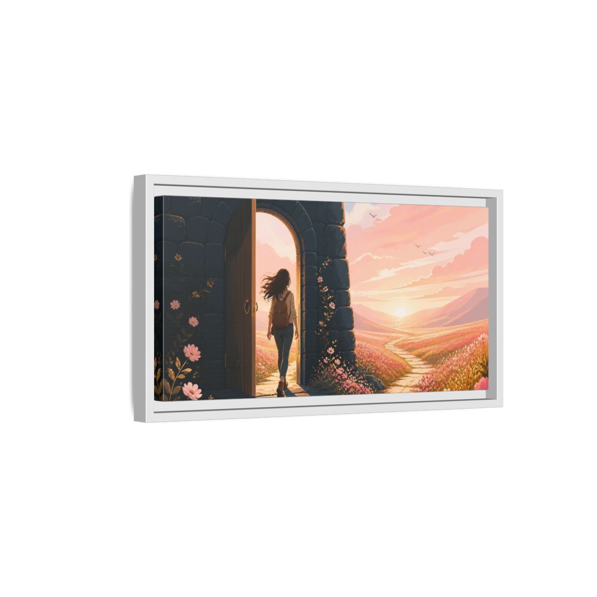 Side Mockup 6. Motivation: Doorway To Dawn shown as framed canvas print