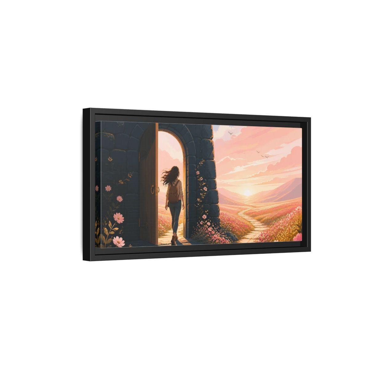 Side Mockup 8. Motivation: Doorway To Dawn shown as framed canvas print