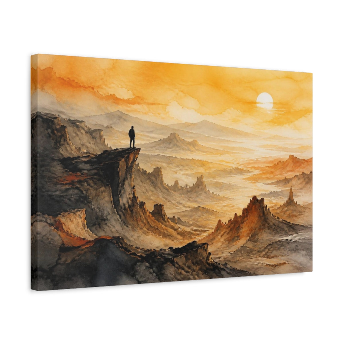 Side Mockup 3. Motivation Lone Hiker shown as canvas print