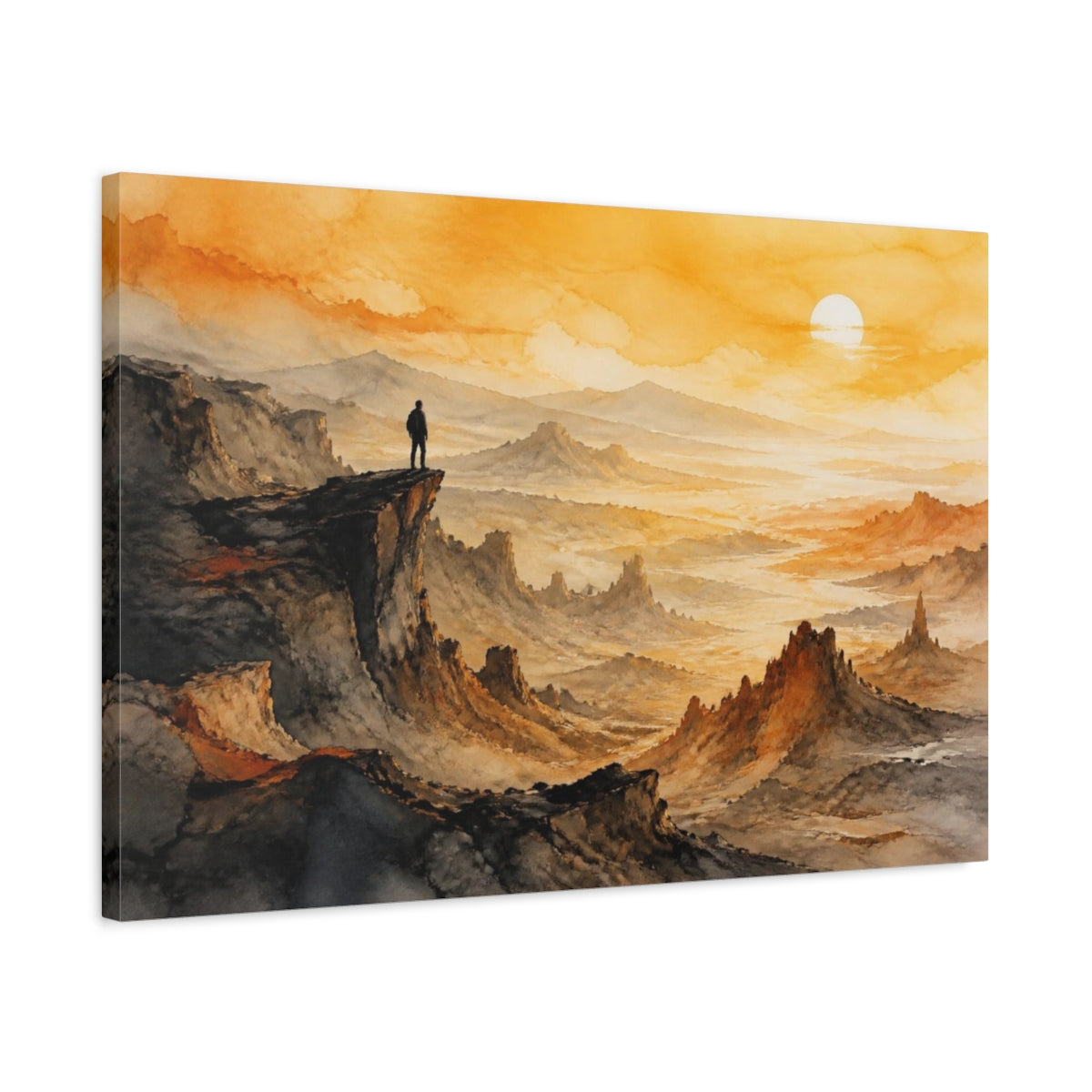 Side Mockup 2. Motivation Lone Hiker shown as canvas print
